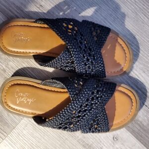 Navy Woven Sandals
